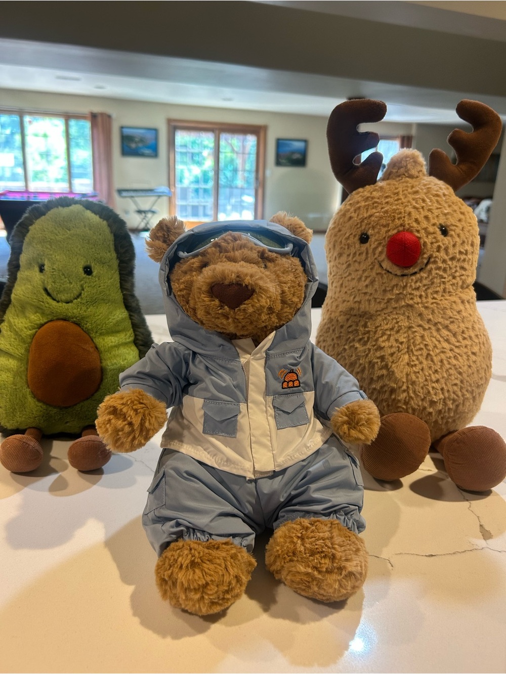 100% authentic retired jellycat bundle ski bear, peanut reindeer and avocado